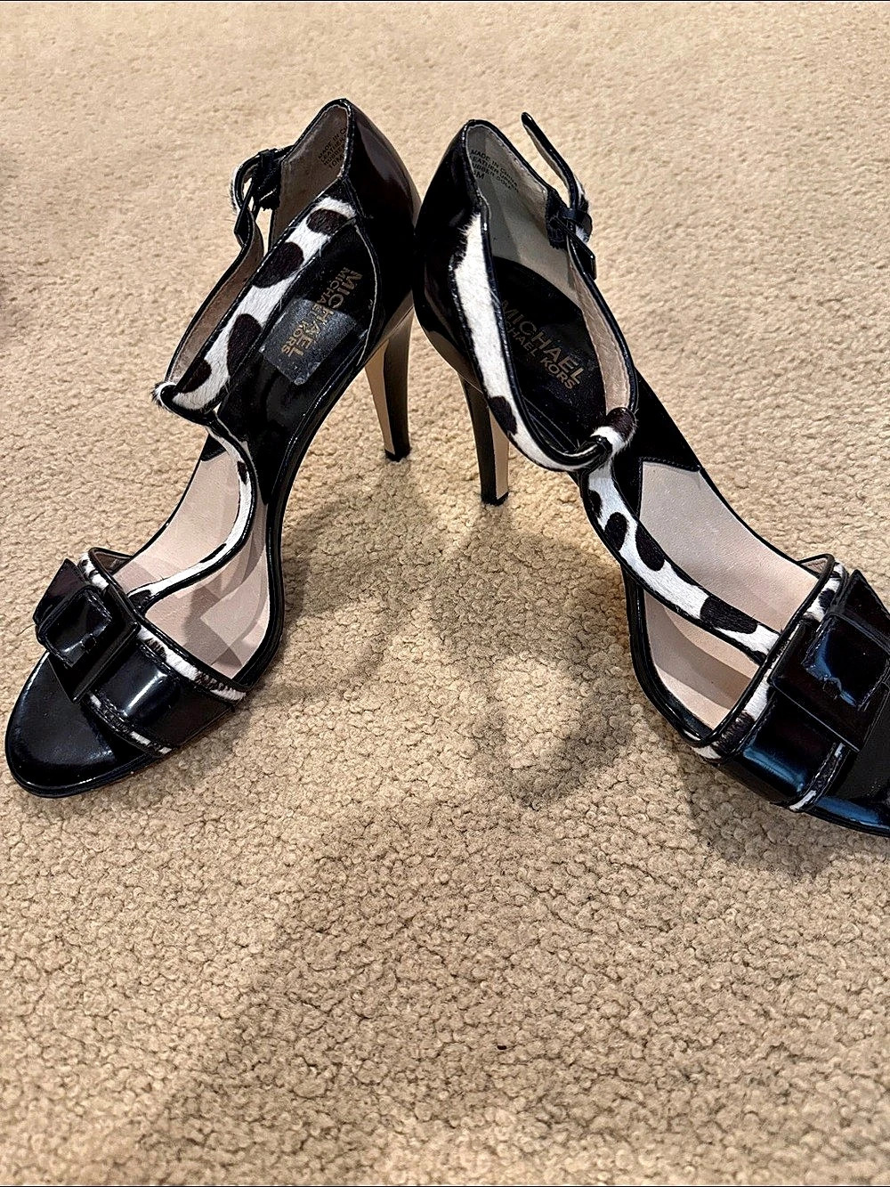 Michael Kors Black & White Animal Print Heels 10
